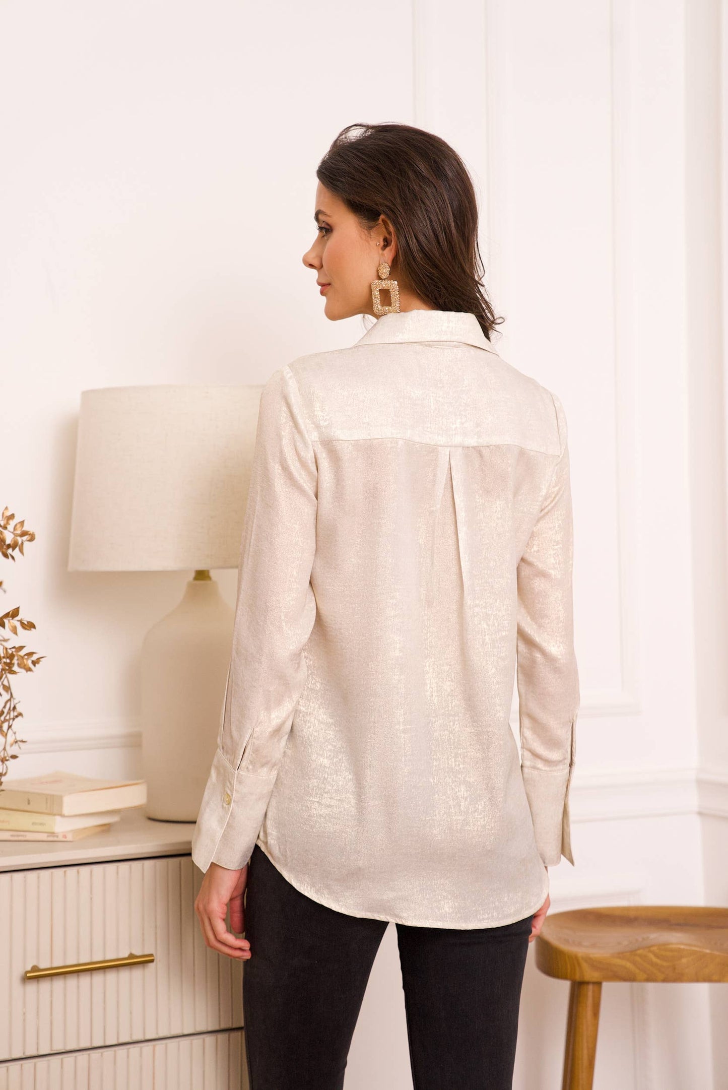 Léa Metallic Blouse | Gold