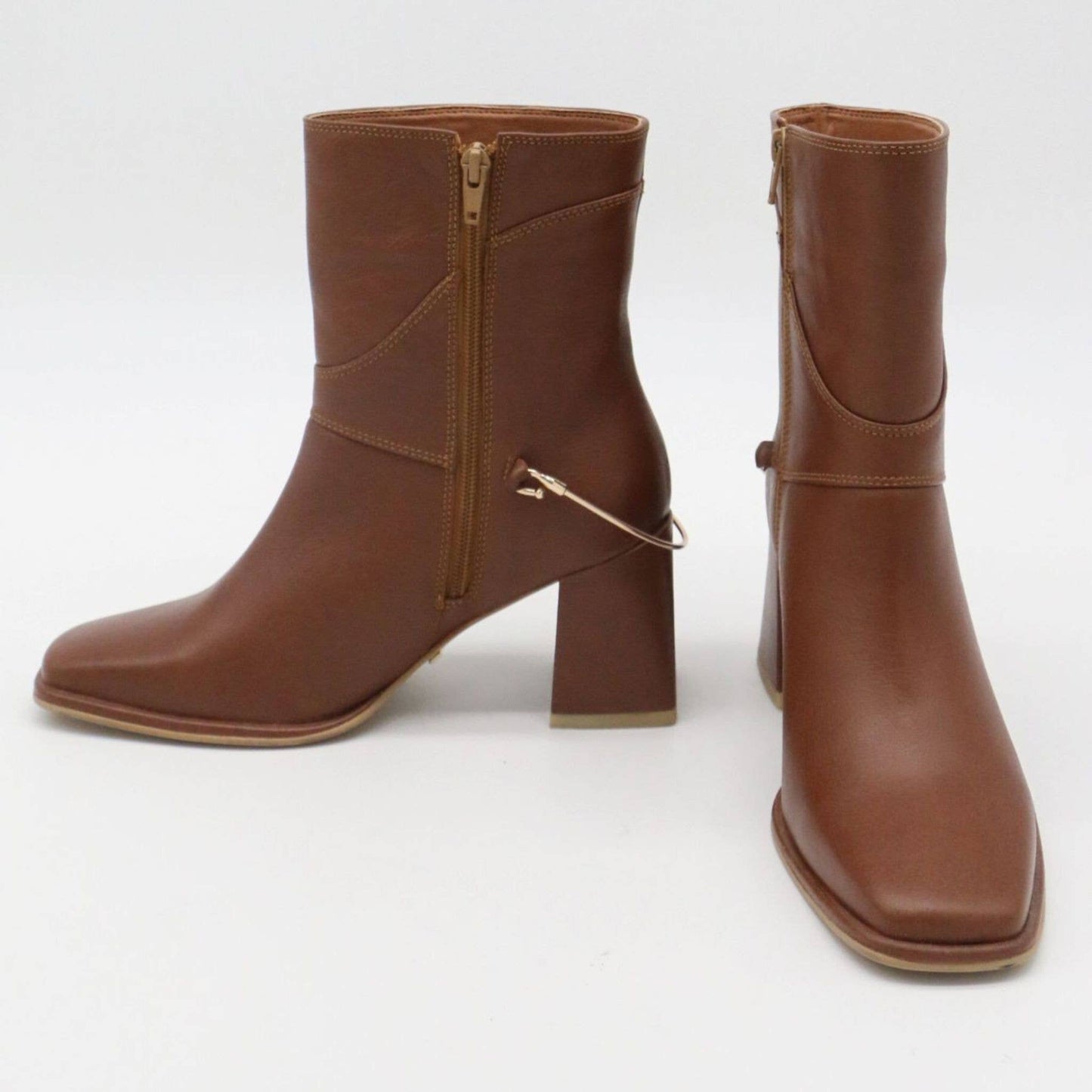 Amanda heeled ankle booties in tan brown leather women shoes