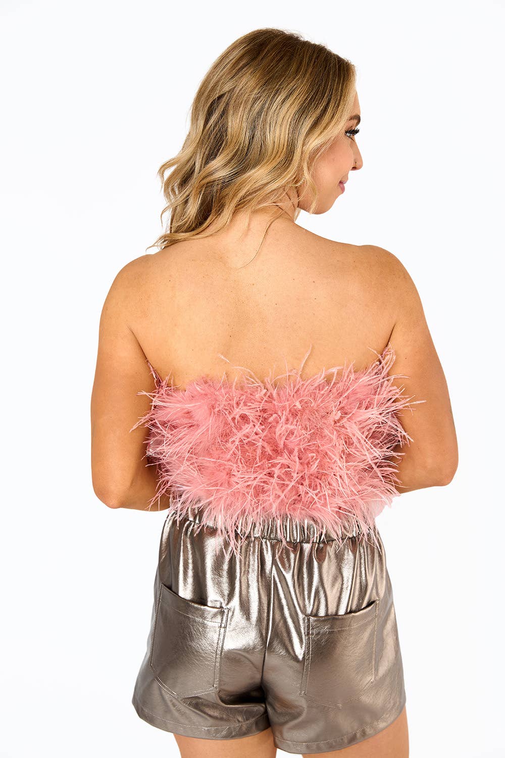 Lara Strapless Feather - Pink