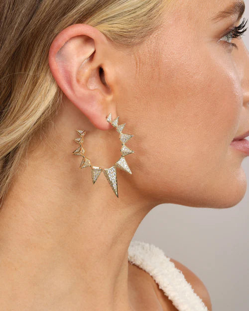 Melinda Maria spike hoop earrings with simulated diamond spikes