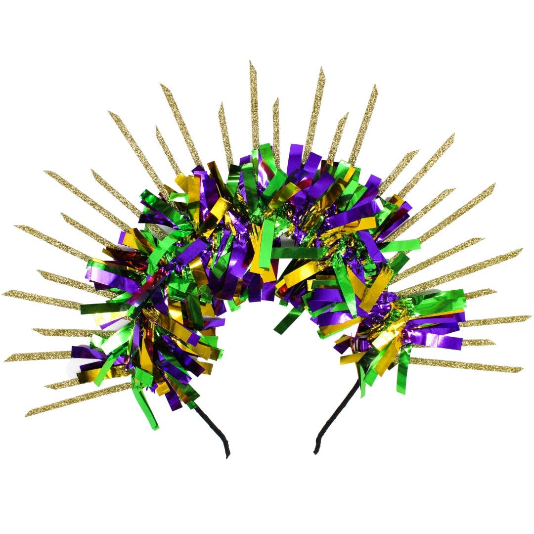 Mardi Gras halo crown headband with regal design and festive colors
