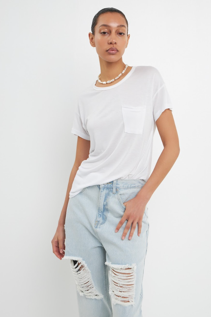 Modal Pocket Tee- White