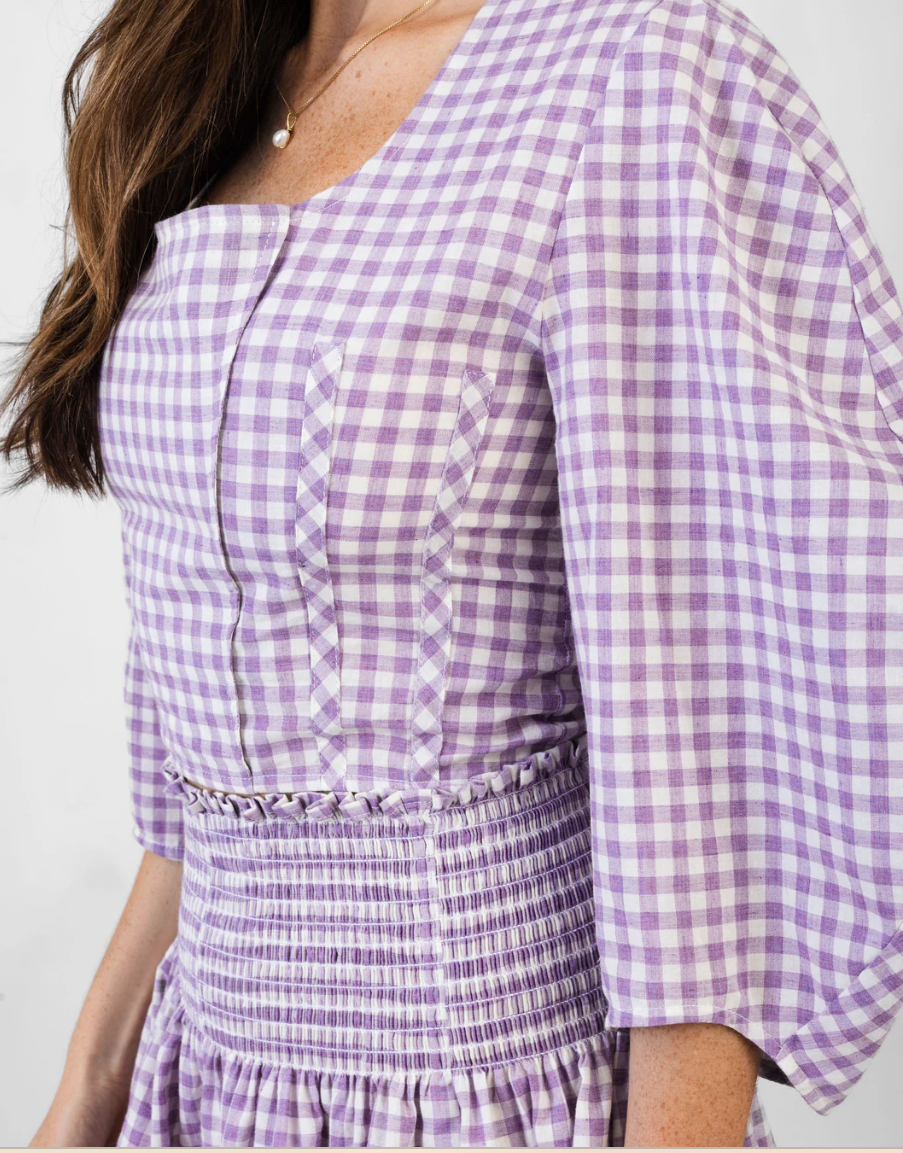 Billie Top Lilac Gingham