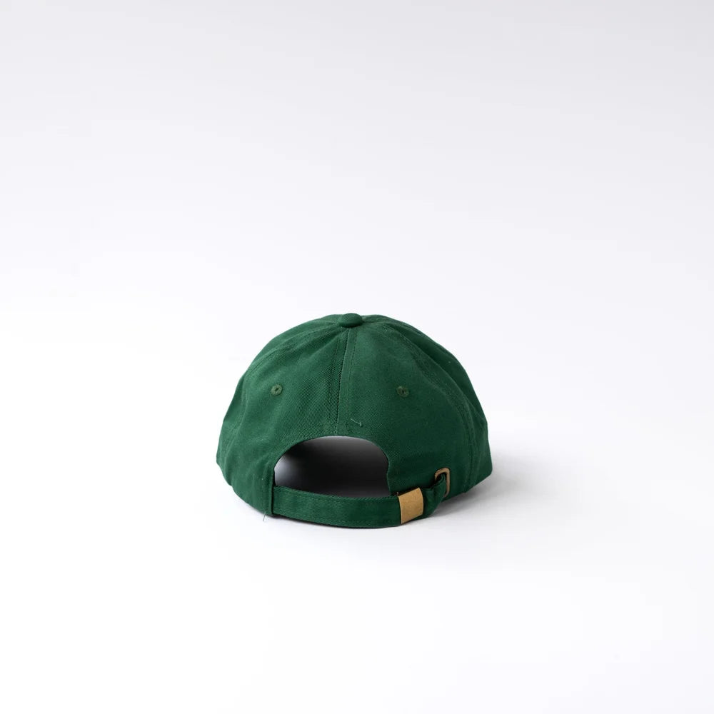 Sportsball unstructured cotton dad hat with adjustable fabric strap and brass buckle