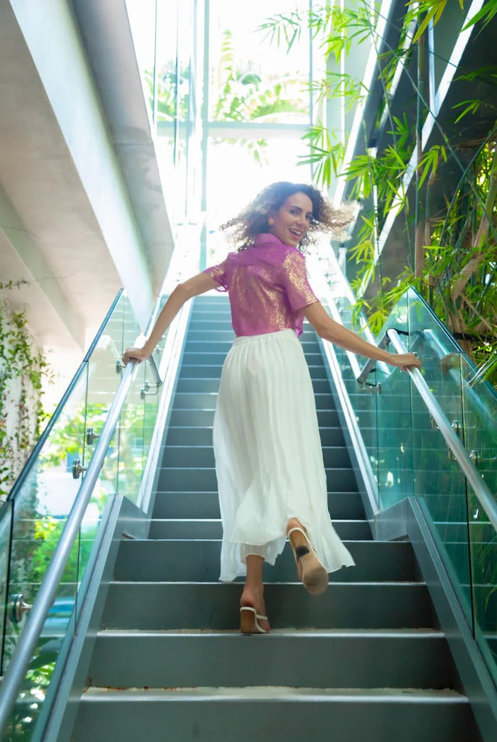 Brooklyn Top | Pink Metallic