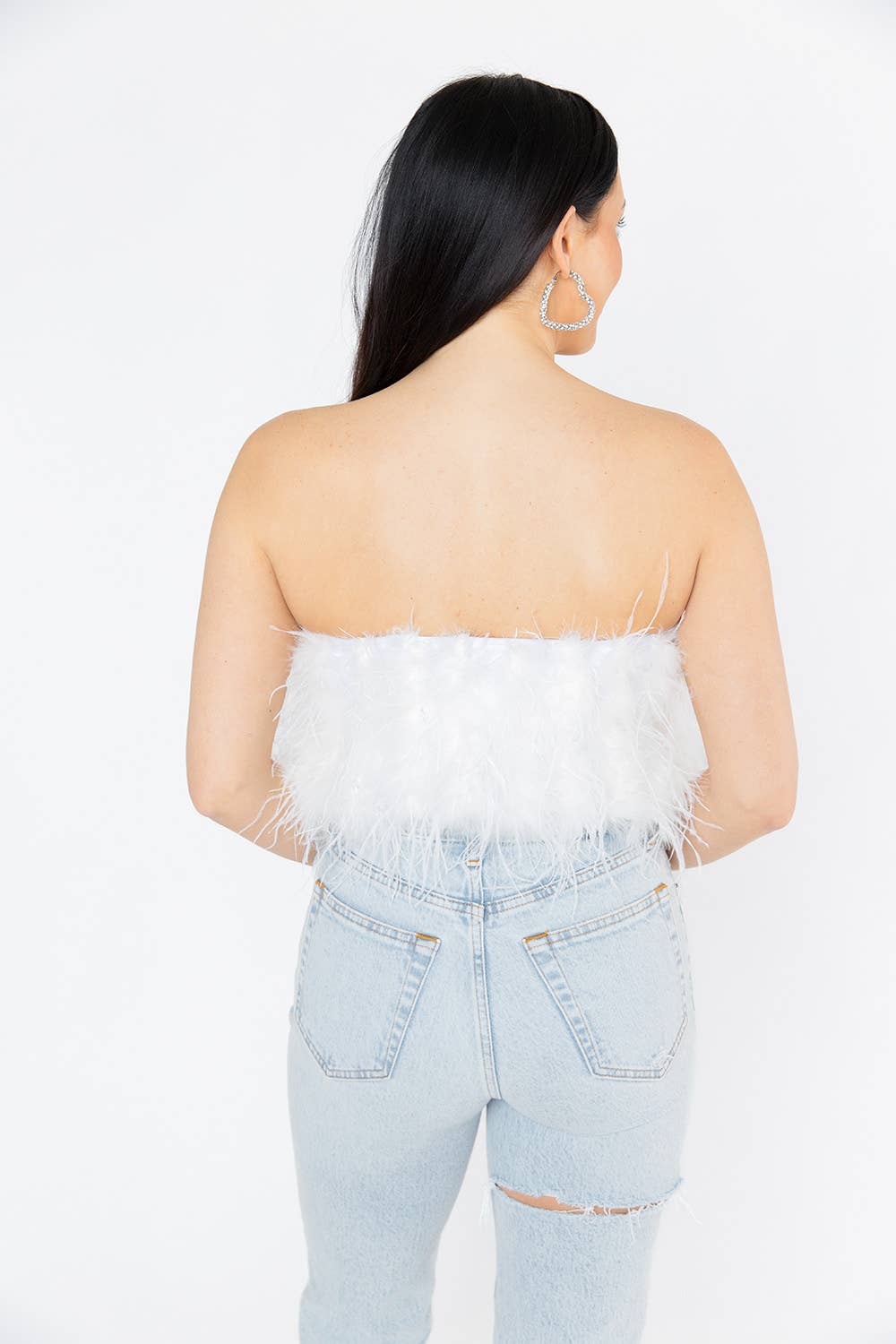 Lara Strapless Feather - White