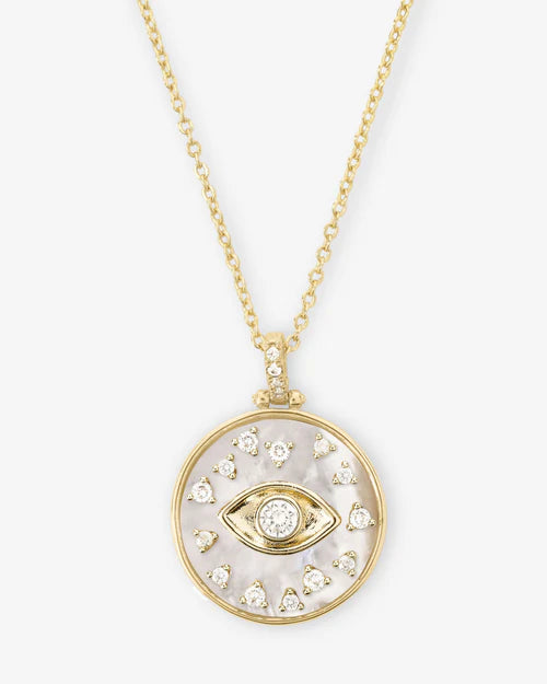 Evil Eye Medallion Necklace | Gold