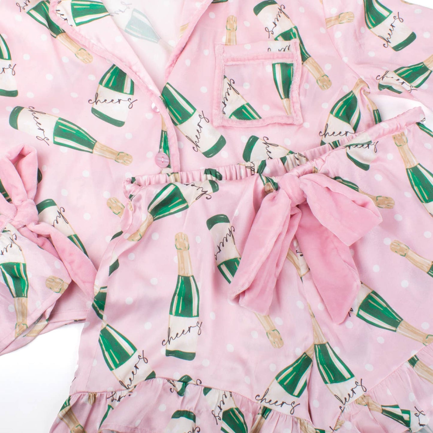 Champagne Satin Ruffle PJ Set