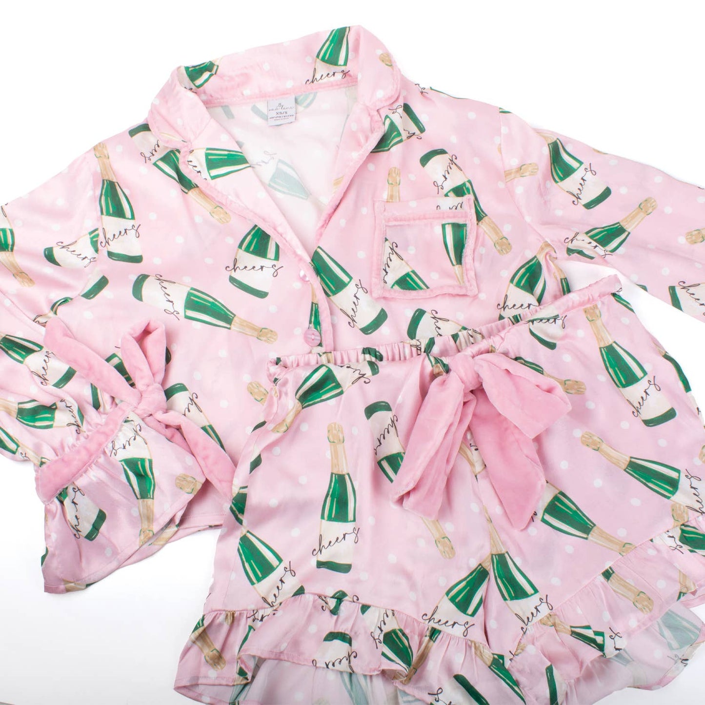 Champagne Satin Ruffle PJ Set