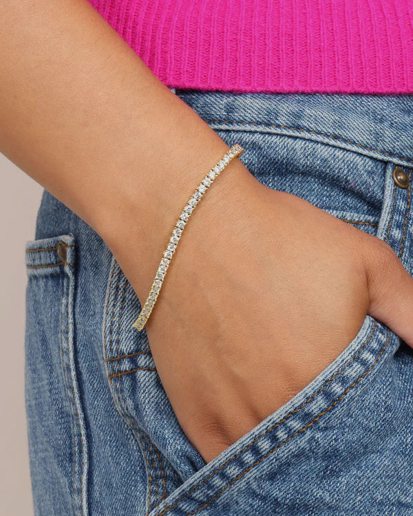 Baby Heiress Tennis Bracelet - Gold|White Diamondettes