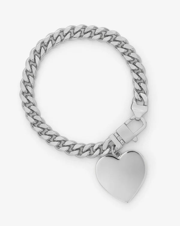 Julian XL Heart Cuban Chain Bracelet | Silver