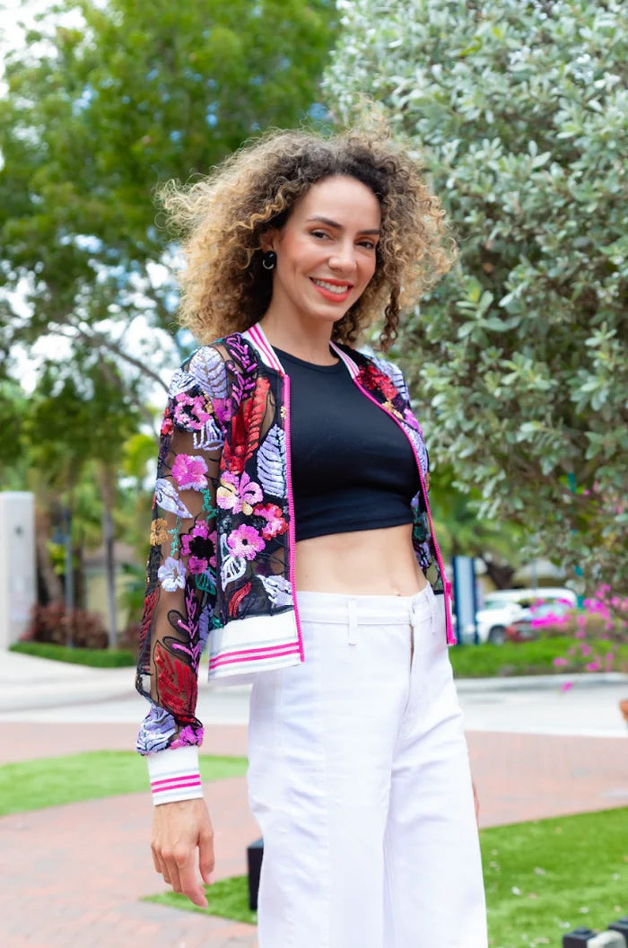 Lindsay Bomber Jacket | Tropical Garden