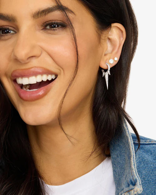 Gabriella Pave Triple Spike Earring | Silver