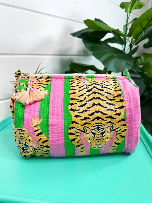 Quilted Makeup bag - Tiger Pink