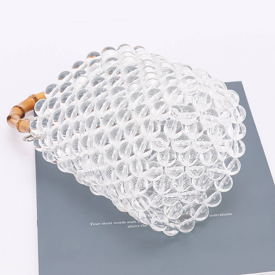 Bamboo Handle Clear Handbag