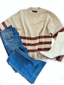 Atoms Striped Sweater - Alpaca & Blush