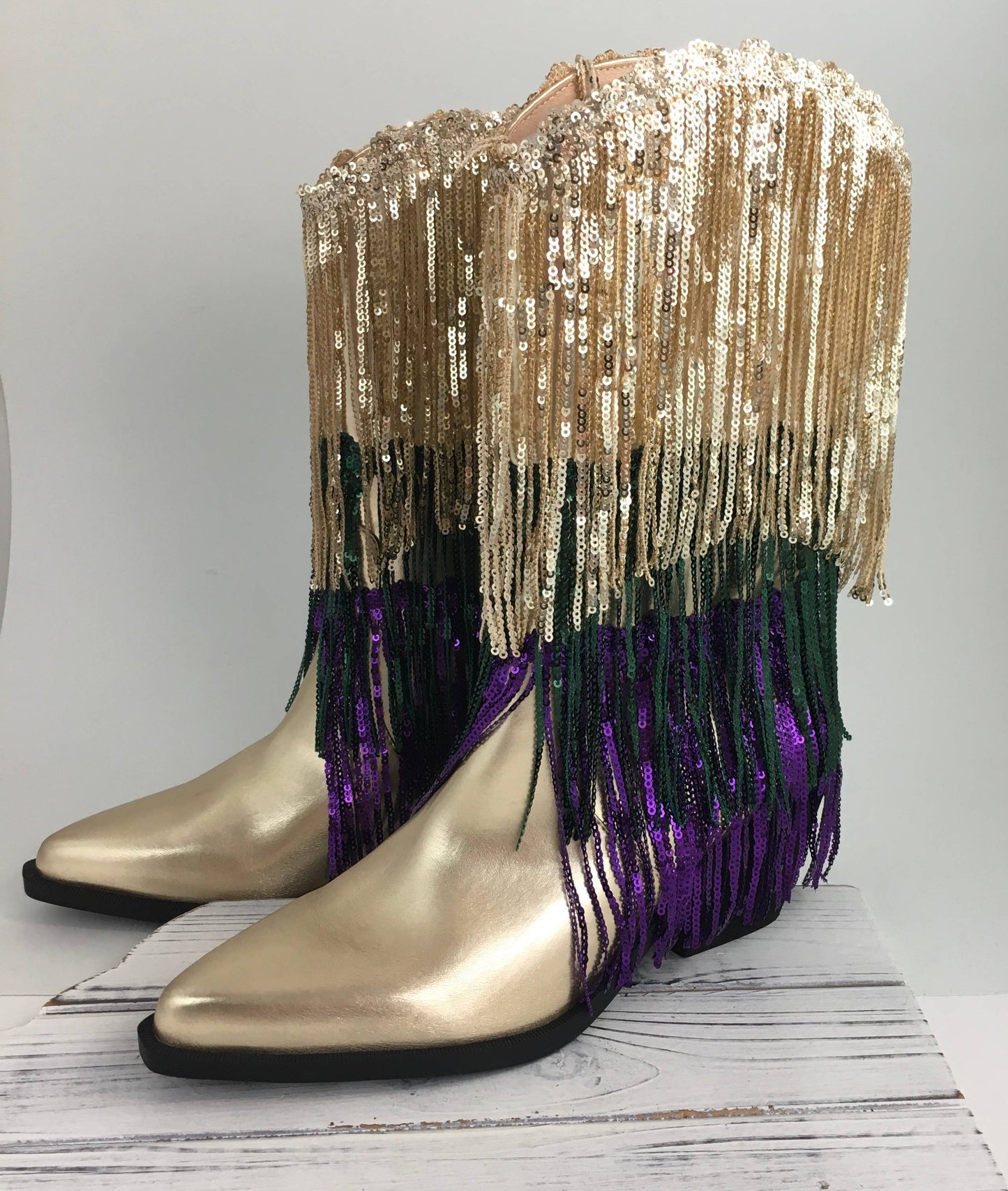 Mardi Gras Sequin Tassel Boots *was $142