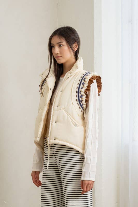 Elizabeth Embroidered Puffer Vest
