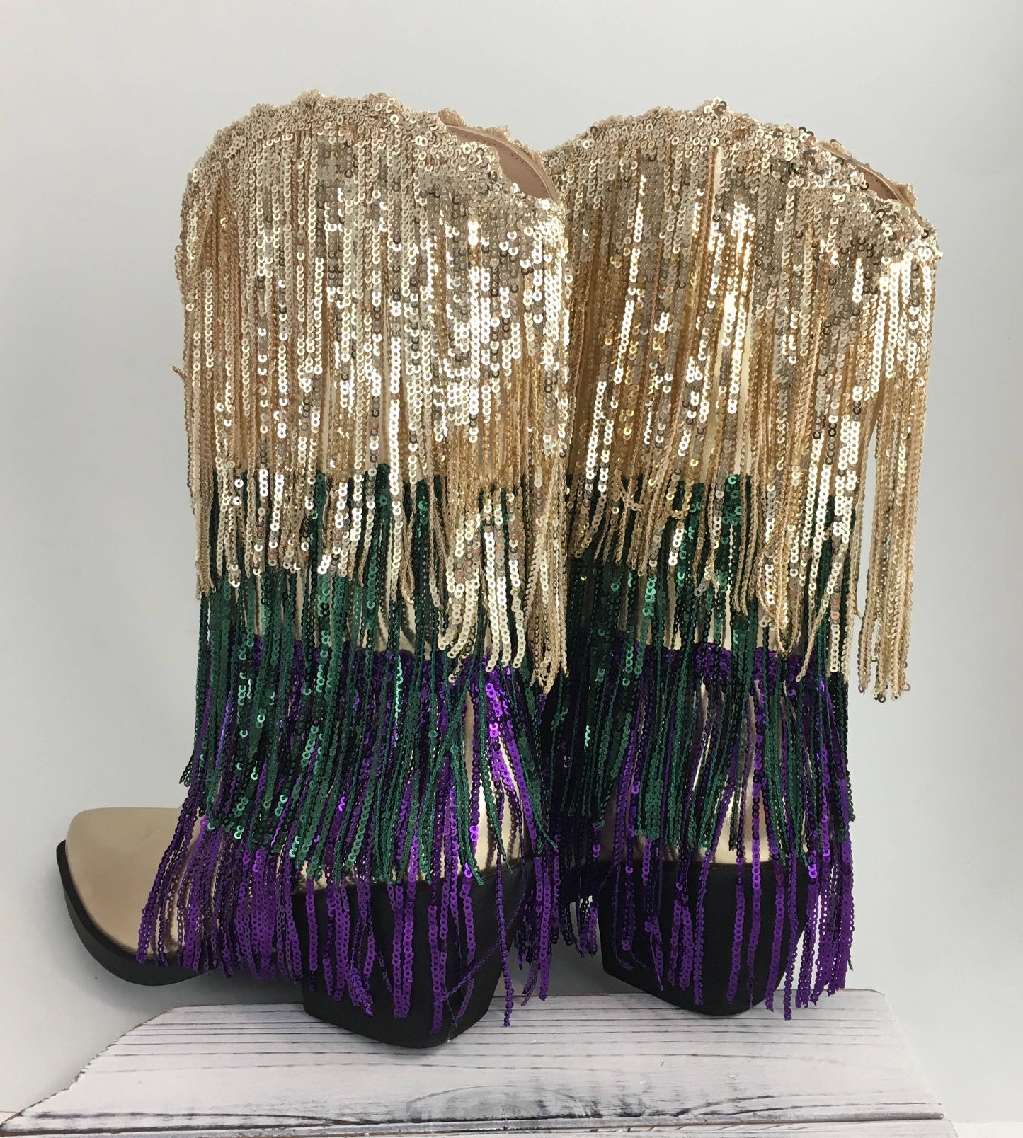 Mardi Gras Sequin Tassel Boots *was $142