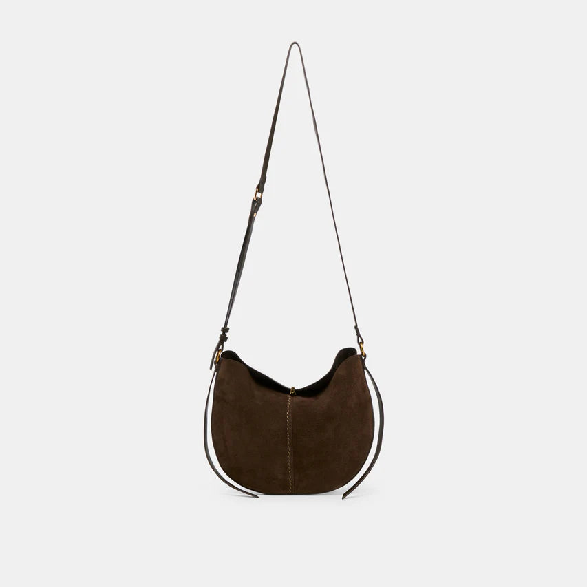 Dolce Vita Bennet Crossbody with smooth leather front and espresso suede back