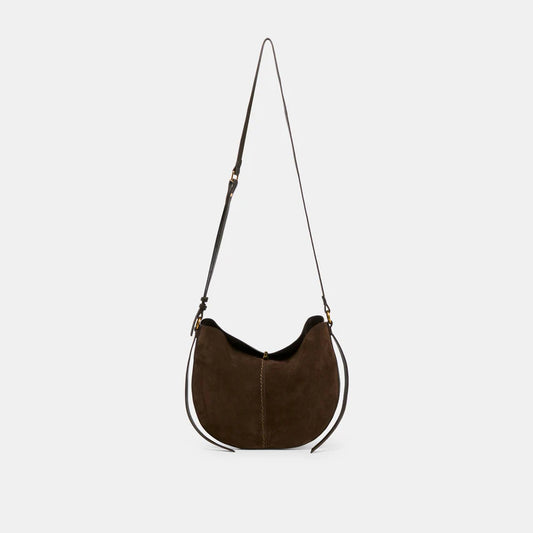 Dolce Vita Bennet Crossbody with smooth leather front and espresso suede back