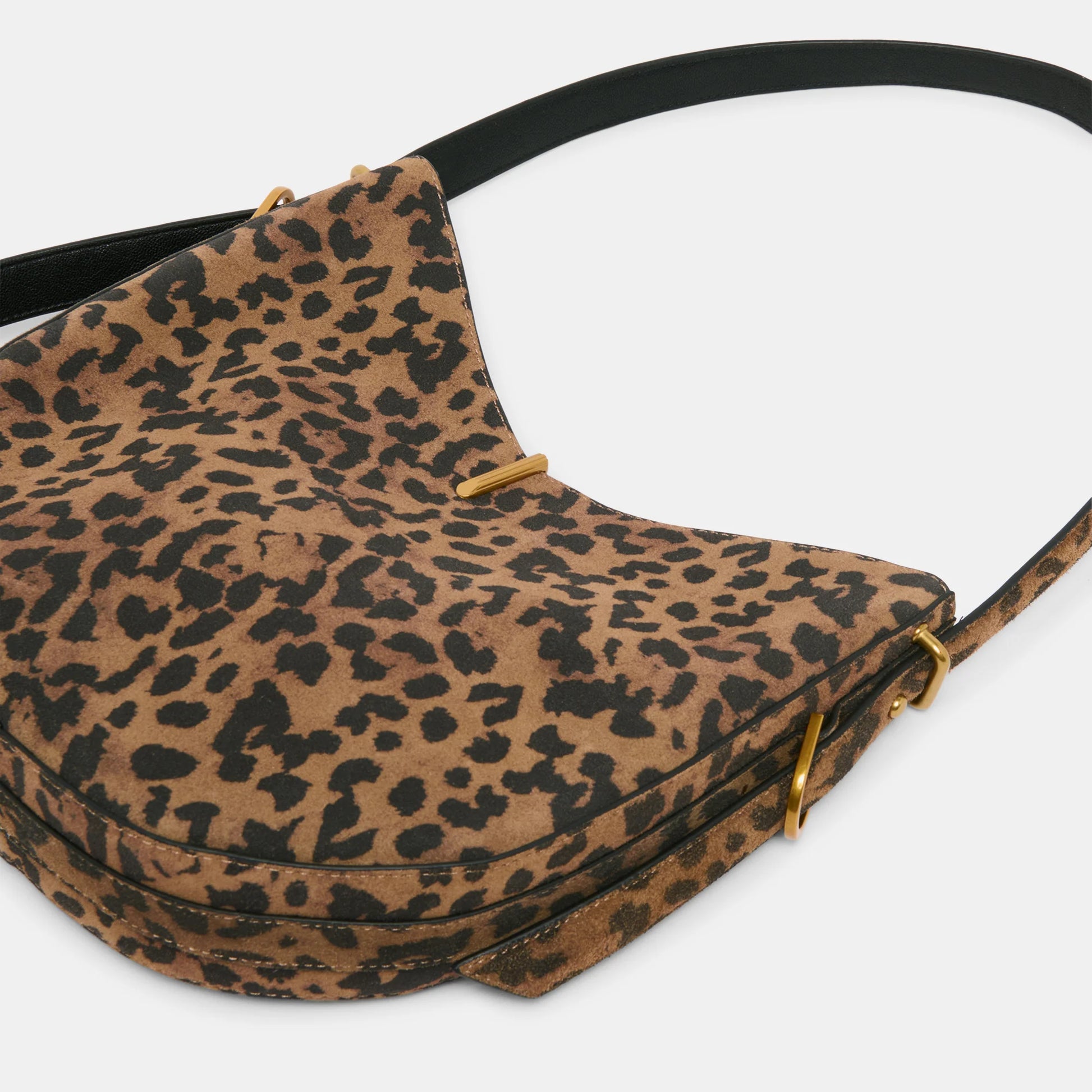 Dolce Vita leopard suede shoulder bag with soft luxurious finish