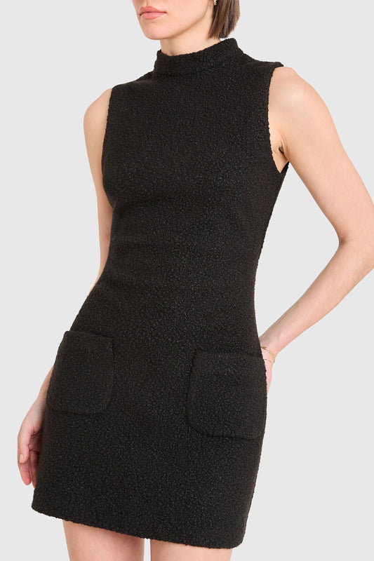 Amanda Uprichard Como Dress in soft boucle with sculpted fit and pockets