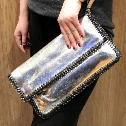 Retro Rizzo Clutch-Silver