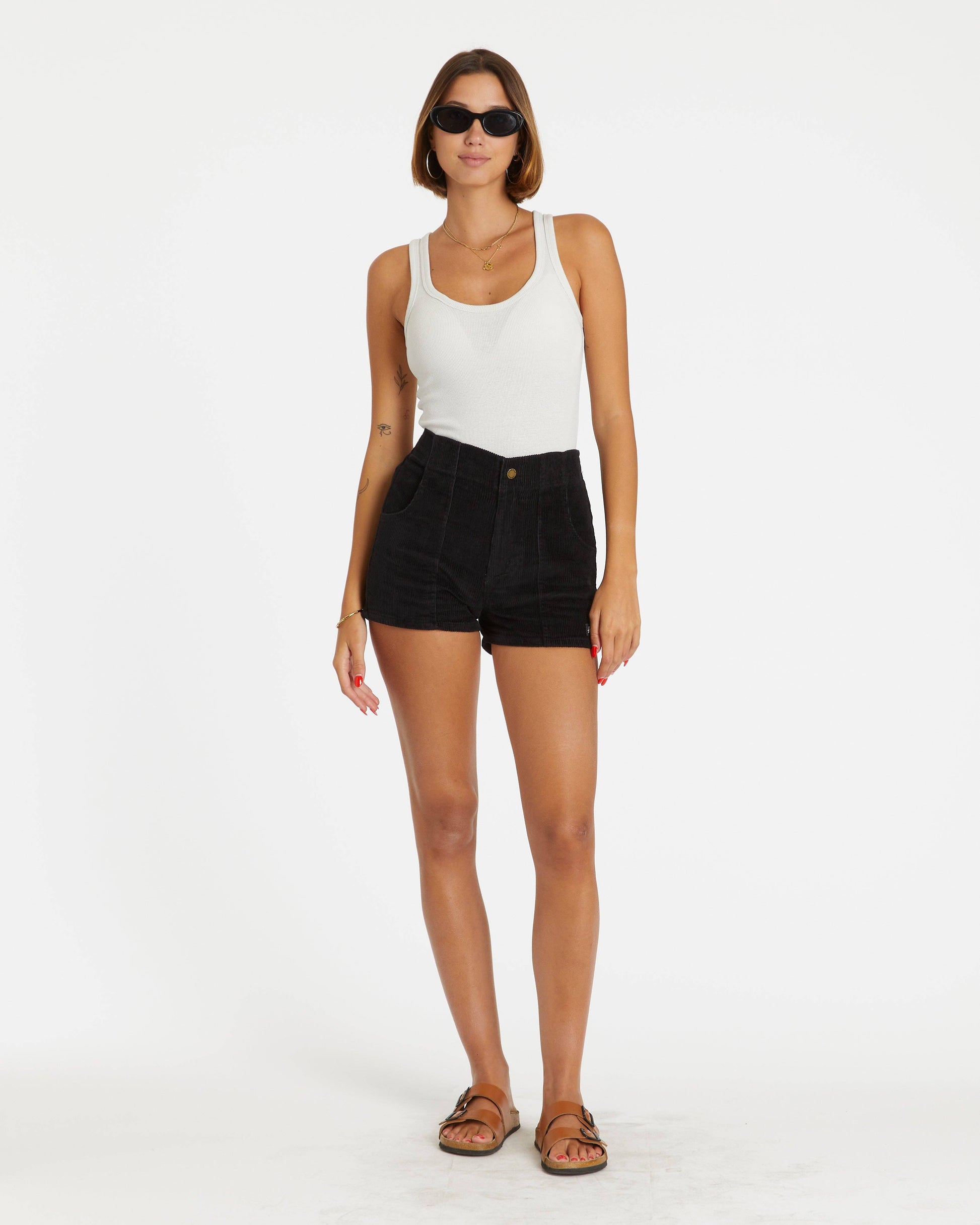 Hammies corduroy shorts with elastic waistband 2 inch inseam and retro vintage style