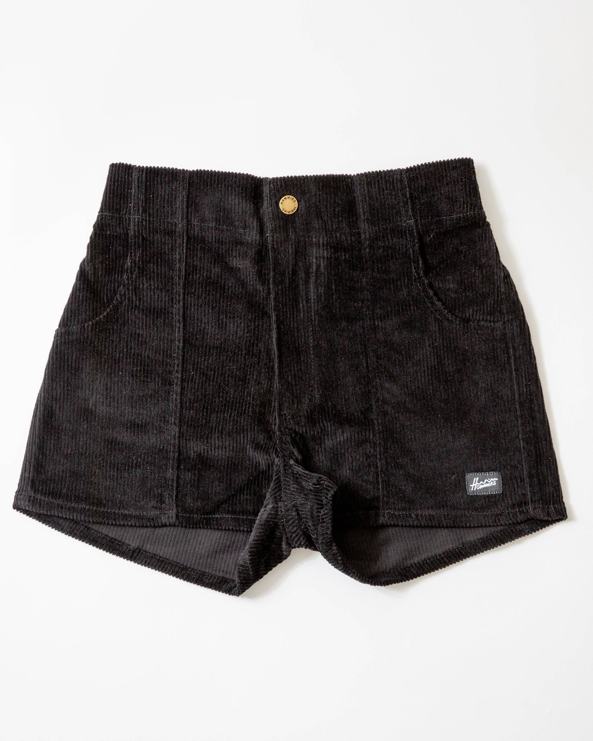 Hammies corduroy shorts with elastic waistband 2 inch inseam and retro vintage style