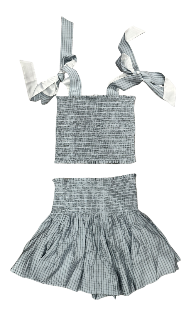 Cece Top Powder Blue Plaid