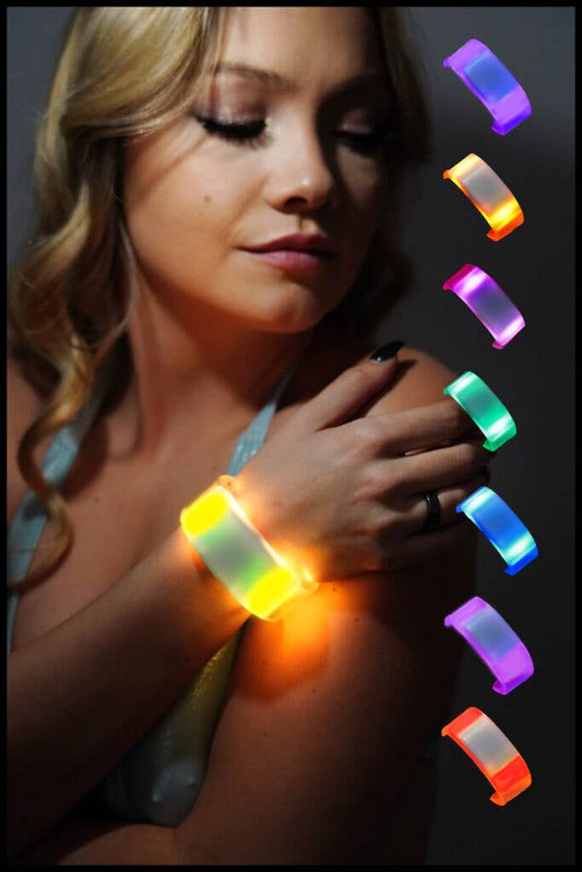 LED light up bracelet glowing in multiple colors for festive events