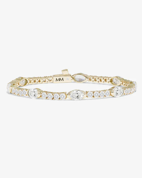 Melinda Maria Maven tennis bracelet with horizon half bezel setting and open side stones