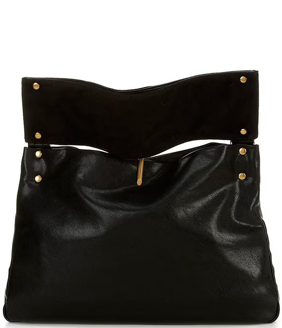 Dolce Vita Max Handbag in black leather and suede with removable shoulder strap