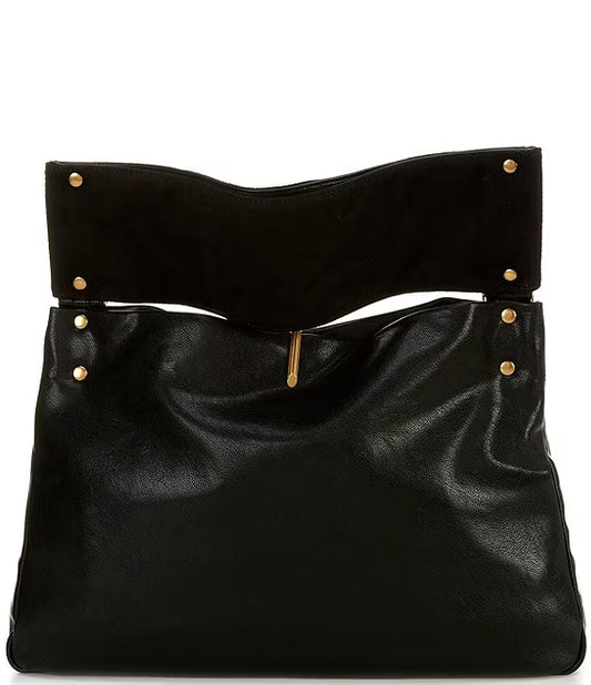 Dolce Vita Max Handbag in black leather and suede with removable shoulder strap