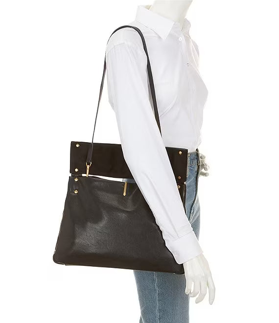 Dolce Vita Max Handbag in black leather and suede with removable shoulder strap