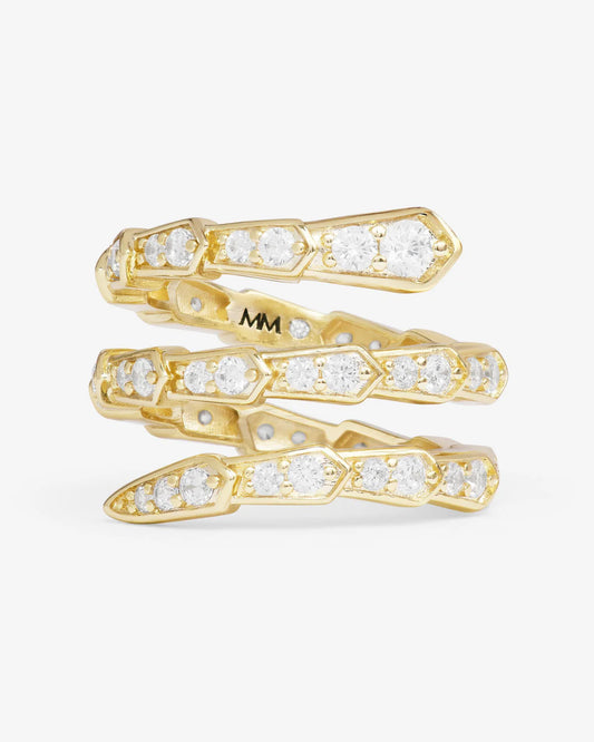 Melinda Maria Pavé Serpent Spiral Ring with sparkling pavé stone design