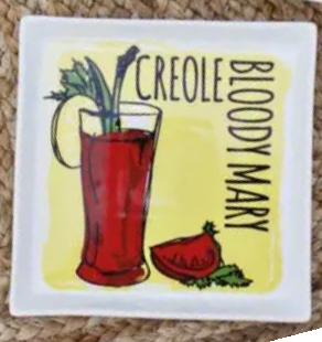 Set of six New Orleans cocktail appetizer plates with iconic drink illustrations