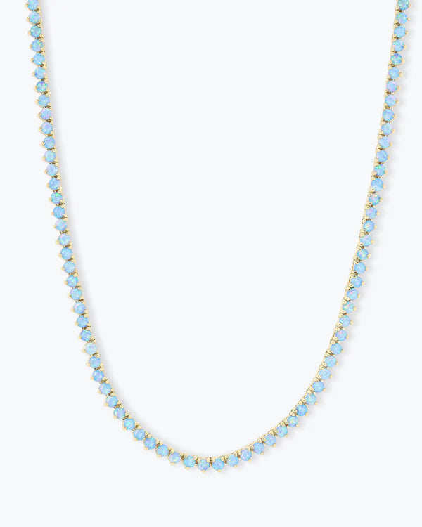 Not your basic blue opal tennis necklace
