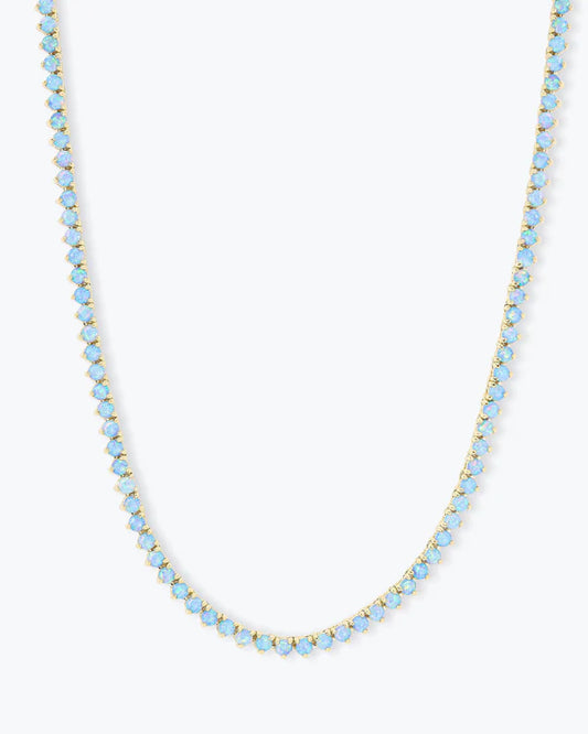 Not your basic blue opal tennis necklace