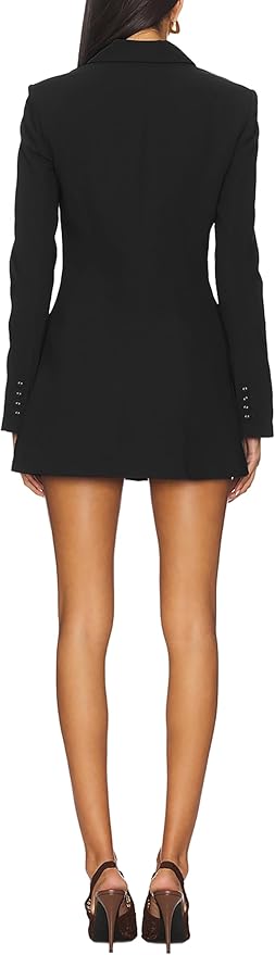 Amanda Uprichard Peralta Blazer Romper with crisp tailoring and flared short silhouette