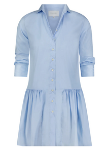 Drop Waist Shirt Dress - Blue Check