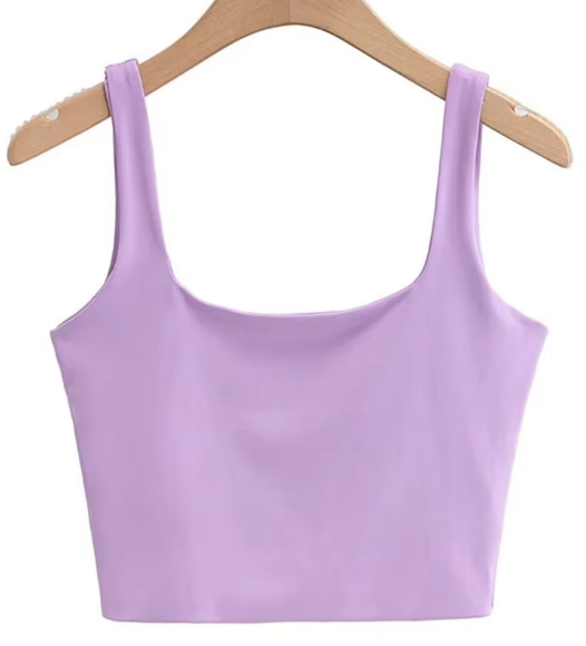 Square Neck Crop Top-Lavender