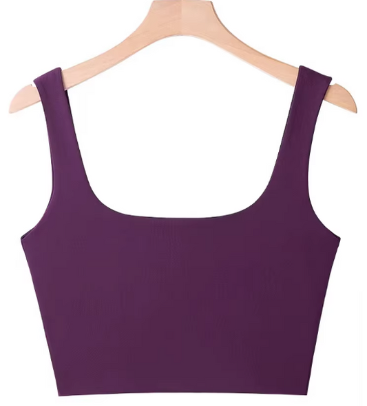 Square Neck Crop Top-Purple