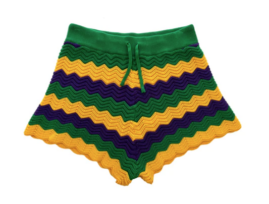 Mardi Gras Crochet Shorts