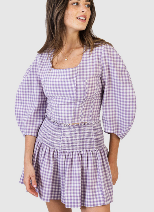 Billie Top Lilac Gingham