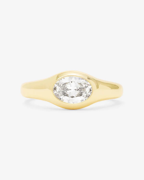 Melinda Maria She’s a Boss Signet Ring with bezel set simulated diamonds