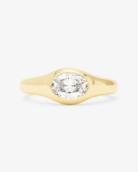 Melinda Maria She’s a Boss Signet Ring with bezel set simulated diamonds