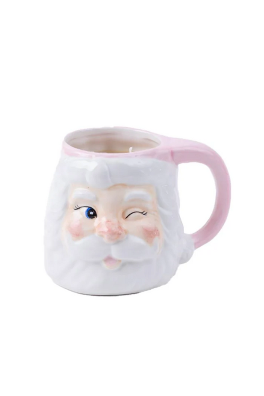 Sweet Grace Santa Mug Candle reusable holiday mug with 45 hour burn time