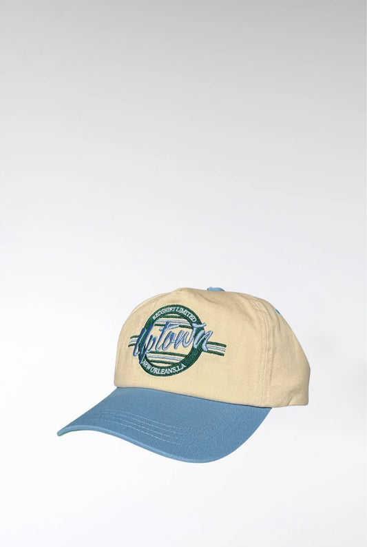 Tulane unstructured snapback hat with curved bill green underbill and cotton twill construction